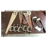 Saws, C Clamps, Oil Cans,