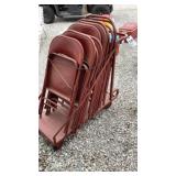 Metal Folding Chairs, (11), w/ Cart