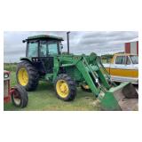 1984 JOHN DEERE 2350 MFWD WITH CAB AND LOADER