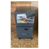 Metal locking file cabinet on wheel tray, NO key,