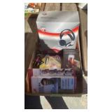 Wireless headphones, emergency light, mask