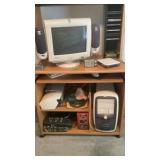 Computer desk, & all contents, computer, monitor,