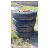 Set of 4 tire and wheel10.00R20