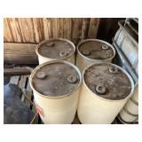 White plastic barrels