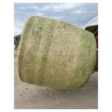 five 5x6 wheat straw bales, stored inside.