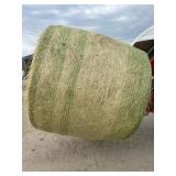 five 5x6 wheat straw bales, stored inside.