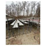 Bleachers, aluminum, 45ï¿½, iron frame, 5 Seat Rows,