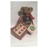 Delbert Quignapple w/stand - quilt patch bear - Re