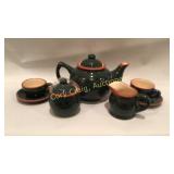 Green w/black paws design Tea Set