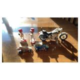 Motorcycle, bobble heads, sprint Cars