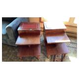 Mahogany End Tables w/ Inlaid Leather