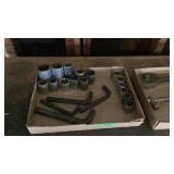 Sockets, Allen wrenches, breaker bars, sledge