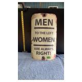 Men to the Left tin sign