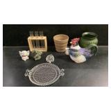 Clear Glass, Rooster Tea Pot, Vases, Elephants