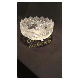 Pressed Frosted glass bowl w/fruit pattern footed