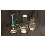 Candlesticks and Misc Glassware