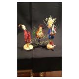 1 pr of Wood Roosters & 1 Glass Rooster