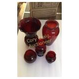 Red Anchor Hocking vases 5 ea.