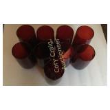 Ruby Red Anchor Hocking Glasses set of 9
