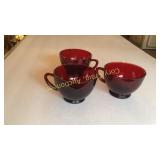 Ruby Red Anchor Hocking cups 9 ea.