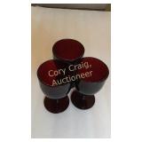 Ruby Red Anchor Hocking stem glasses