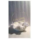 Fenton White hand painted basket with handle