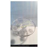 Flowered Glass Cake Plate