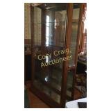 Oak Curio Cabinet, 4 Shelves, Lighted