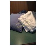 Pair of Curtains w/Valance, Blue Pillows