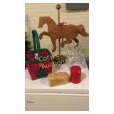 Carousel Horse, Christmas Basket, Misc Items
