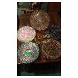 5 ea Carnival Glass Christmas Plates By Imperial