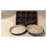 Granite Ware, Cupcake Pan and 2 pans w/chips