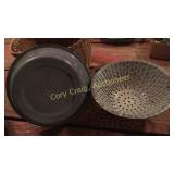 Dish pan & Strainer. Some chips