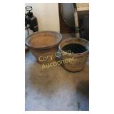 2 Heavy Pottery Flower Pots