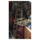 3 Wood Ladders 8ft, 4ft and 3 ft