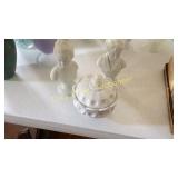 Candy dish & 2 Girl statues