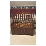 Wooden bench with storage