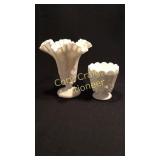 2 Milk Glass Vases