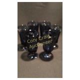 5 each Blue Stem Glass ware