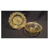 2 pcs. Yellow Depression glass