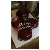 5 Ruby Red Anchor Hocking Bowls