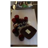 Ruby Red Anchor Hocking dish ware misc. pcs.