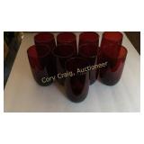 Ruby Red Anchor Hocking Glasses 5" tall 9 ea.