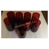 Ruby Red Anchor Hocking Glasses 5" 9 ea.