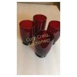 Ruby Red Anchor Hocking Glasses 11 ea.