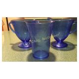 Blue Depression Sugar and Creamer, Water Glass