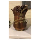 Large Brass Bucket w/ Pine Cabinet Cones