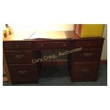 7 Drawer Dark Wood Desk with File Folders