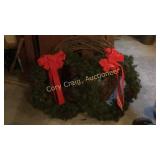 2 Large Green Wreaths & 1 Grapevine Wreath