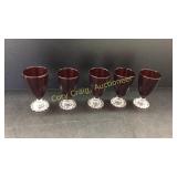 Set of Five Ruby Red glasses
